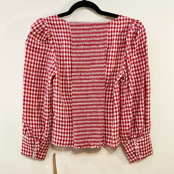 Last Chance! New Reformation Stilton 100% Linen Gingham Top Red 10, M $148 - Picture 4 of 9